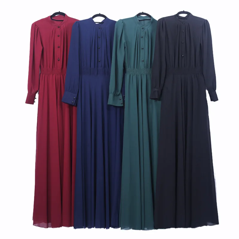 Осенне зимняя одежда мусульманское шифоновое платье макси женское длинное