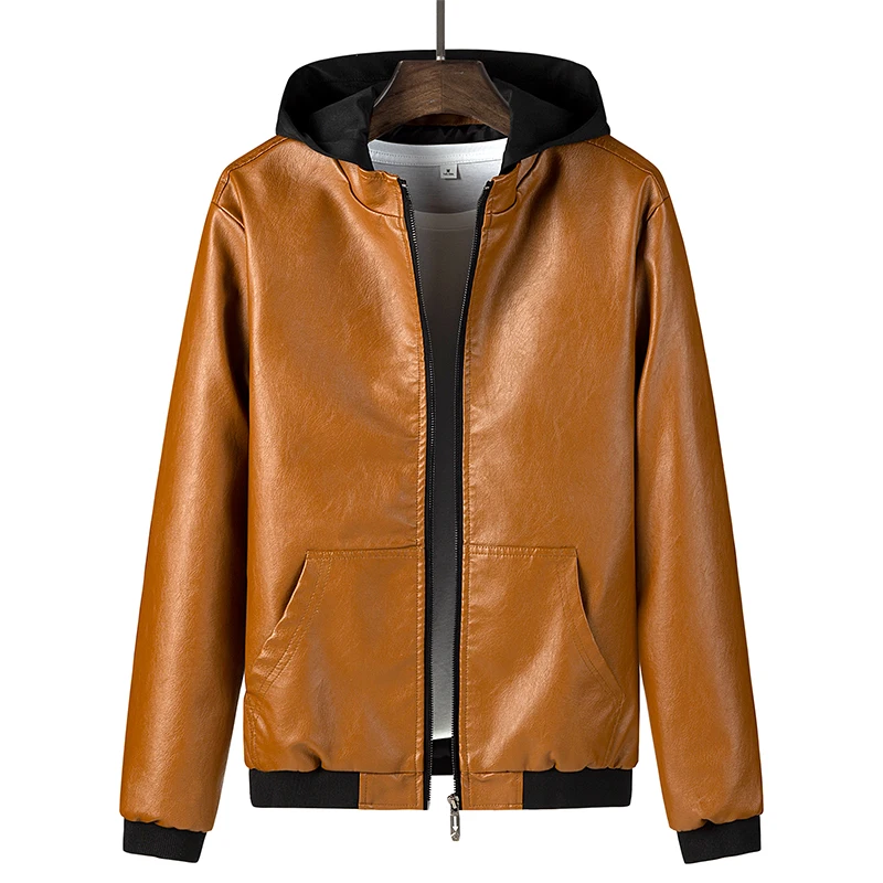 

Autumn and Winter Motorcycle Coat With Hoody Brown Genuine Leather Jacket Mens Genuine Leather Blazer Real Leather Jacket 1920