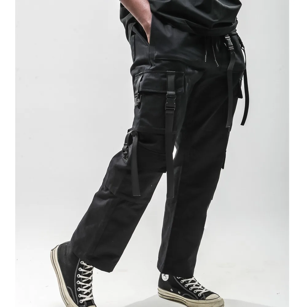 

Straps Belts Aesthetic Pants for Men Drawstring Pockets Sweatpants Goth Cargo Pants Harajuku Streetwear Men Clothing Joggers Men