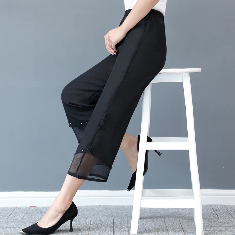 Капри Брюки для женщин шифоновые Повседневные брюки летние новые большие