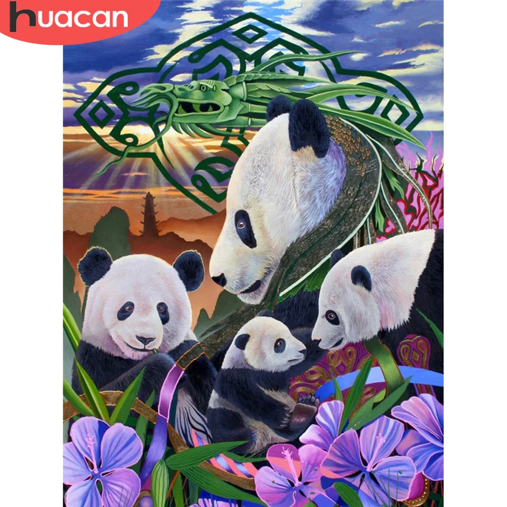 

HUACAN DIY Алмазная картина панда полная дрель квадратная круглая Алмазная вышивка животное 5D Вышивка крестиком украшение для дома