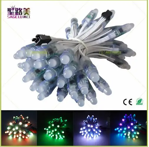 500pcs DC5V /DC12V 12mm ws2811 ic LED Module Black/Green/White/RWB Wires String Christmas led Pixel lightAddressablewaterproof | Освещение