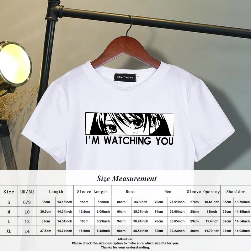 

Sweet Japanese Anime T-shirt For Women O-Neck Letter Print Shirt Sleeve Plus Size S-XL Cotton Tees Female All Match Tops 2021