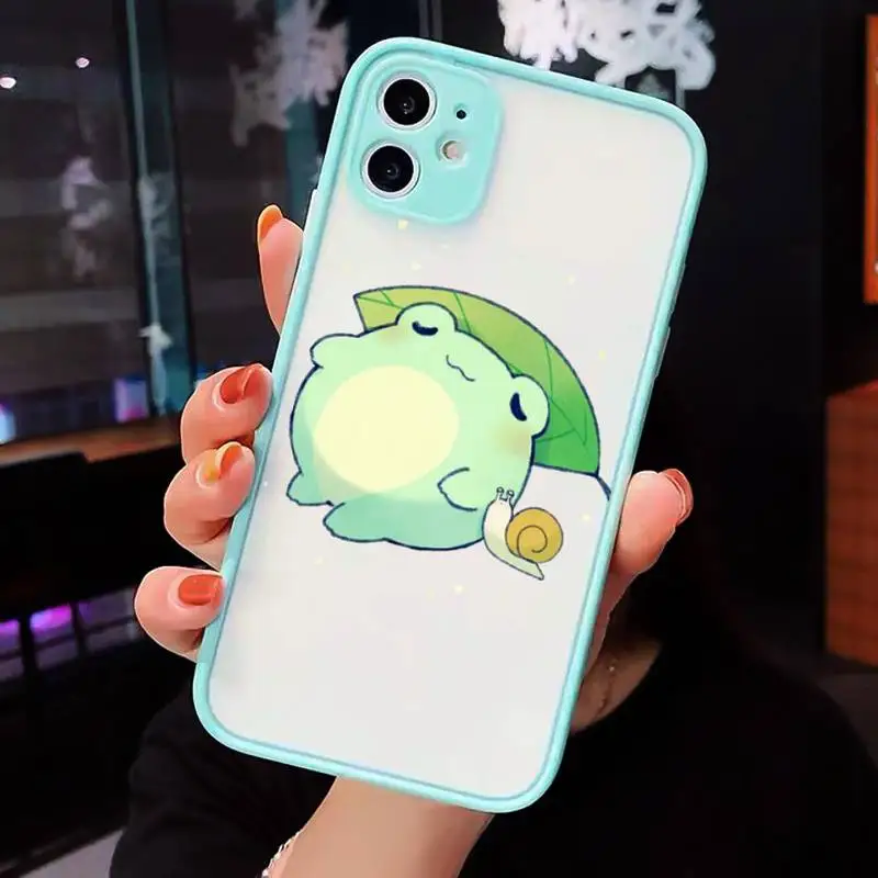 

CARTOON Frog Phone Cases Matte transparent For blue iPhone 12 Mini 11 Pro XR XS Max 7 8 Plus X Back Cover