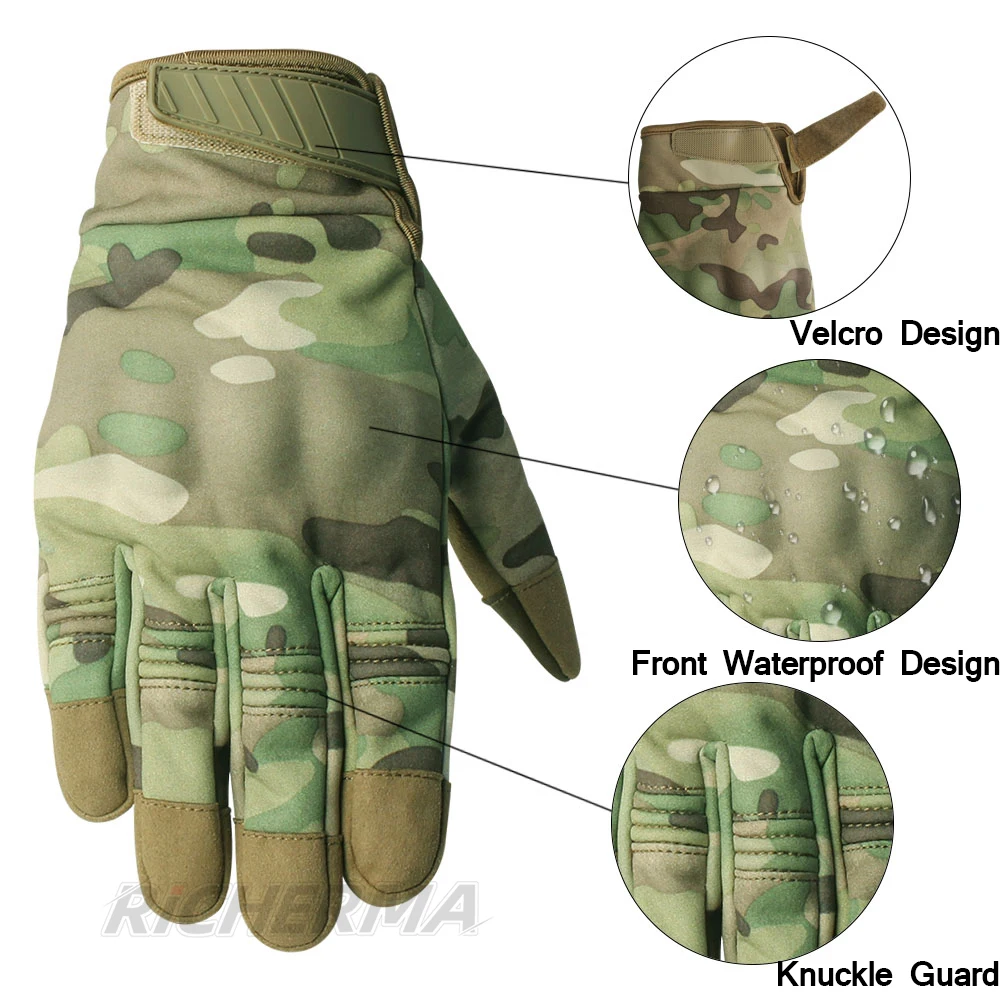 Зимние мотоциклетные перчатки мужские камуфляжные с сенсорным экраном женские