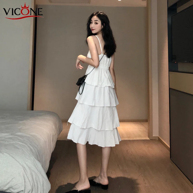 

VICONE Restoring Ancient Ways Is Condole Belt V-neck Cake Dress