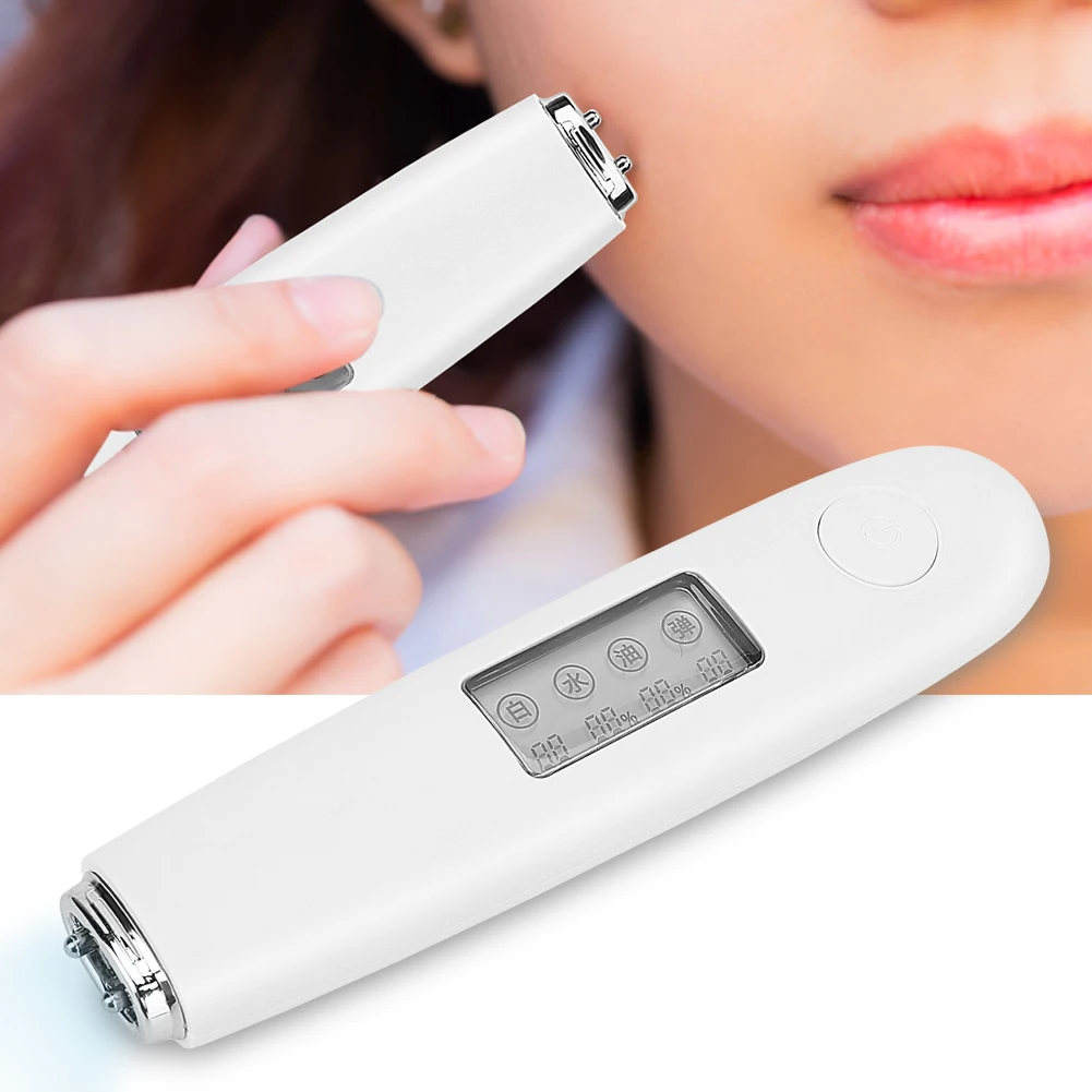 

LCD Skin Analyzer Skin Oil Content Moisture Analyzer Face Skin Elasticity Whitening Degree Tester Detector White Travel Home