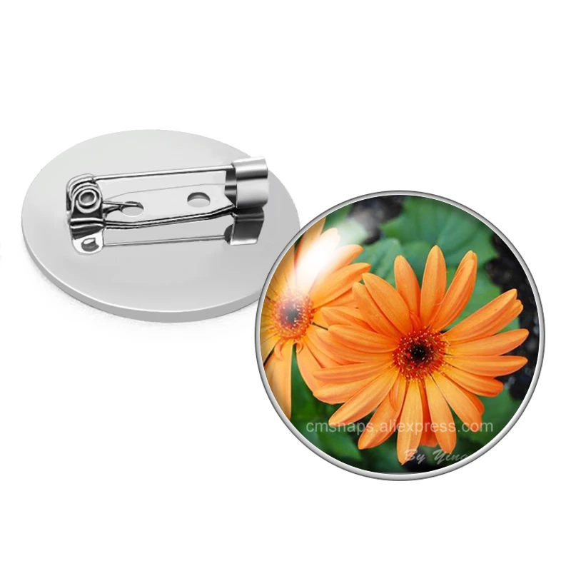 Цветы Маргаритка Папавер рогоносец Гортензия живопись фото Стеклянный кабошон Брошь купол Фото Ювелирные украшения Броши Пин Мужчины Женщины Подарок на.