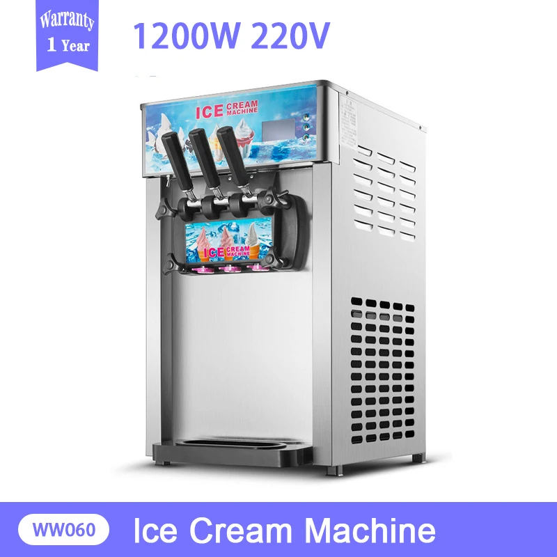 

220V 1200W Commercial Ice Cream Machine Fully Automatic Desktop Cone Ice Cream Machine Stainless Steel Making Ice Cream