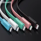 USAMS USB телефонный кабель для iPhone XR XS кабель для iPad iPhone 6 7 8 plus Синхронизация данных USB 2A зарядный кабель для iOS 12 11 Apple