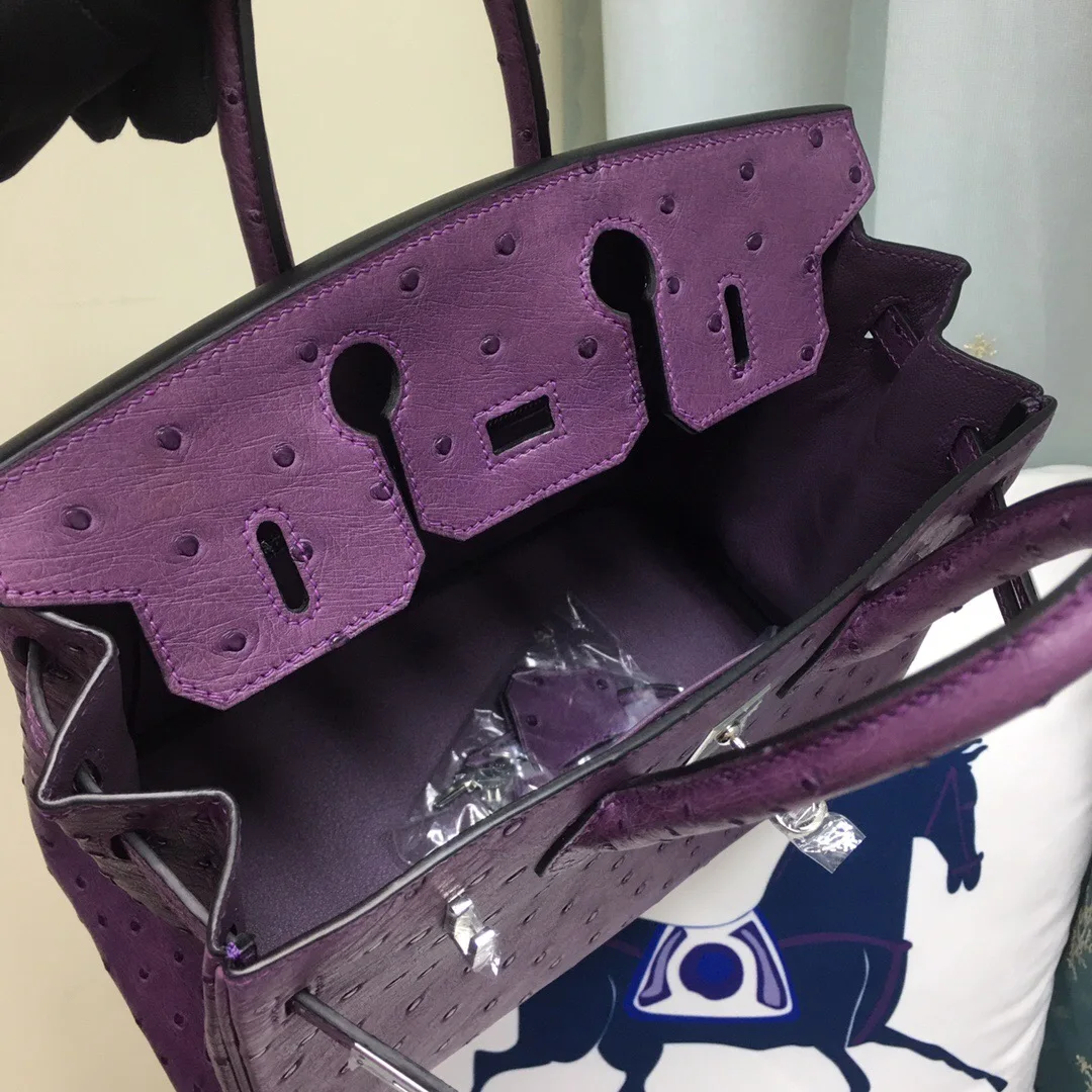 

Fully Handmade Ostrich Brand Handbag, 25CM Luxury bag,Designers Purse,Wax Line Stitching, Fast delivery