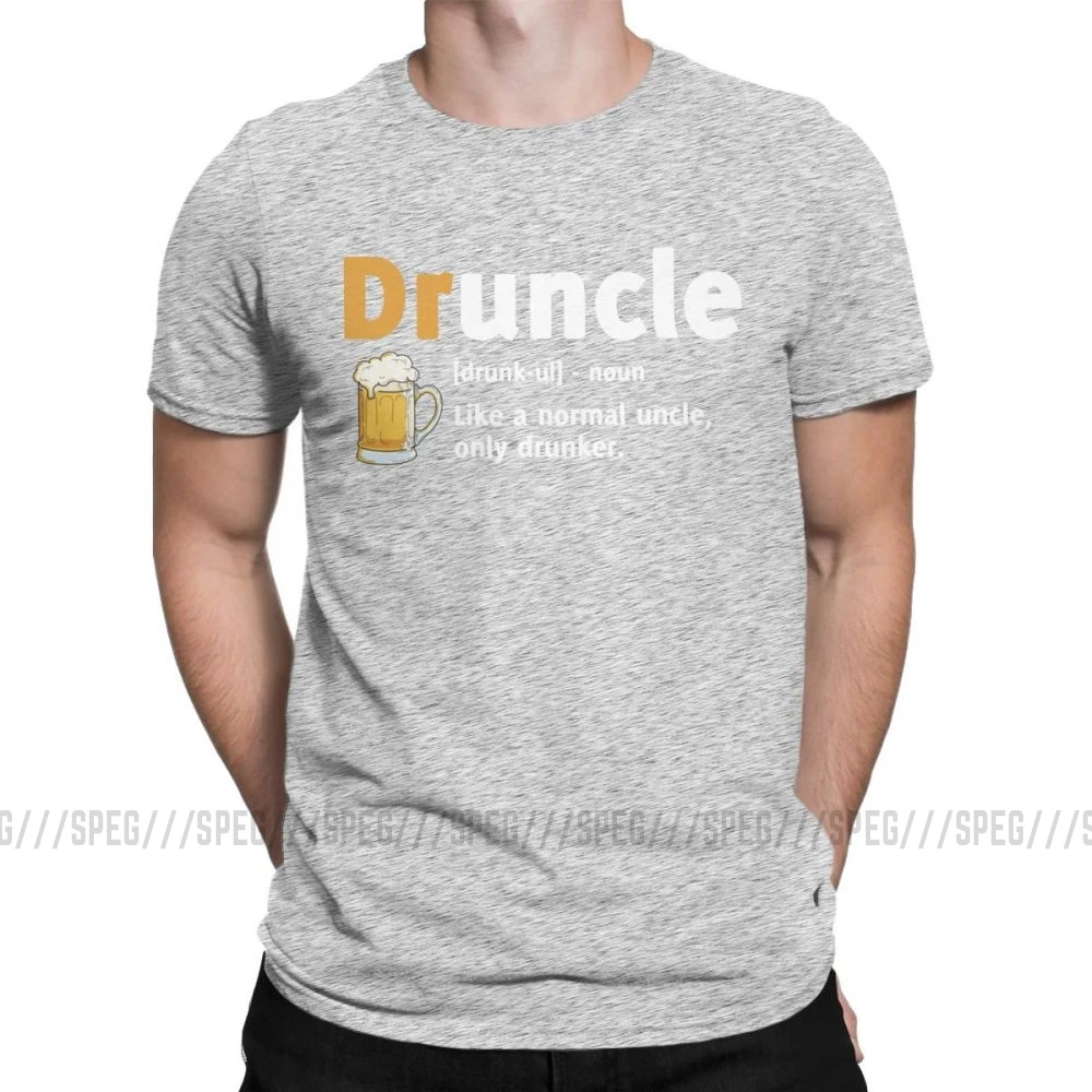 Druncle Drunkle Drunk Beer забавная футболка для мужчин с короткими рукавами, подарок для лучшего дяди, топы размера плюс, футболки, хлопковая футболка - Color: Gray