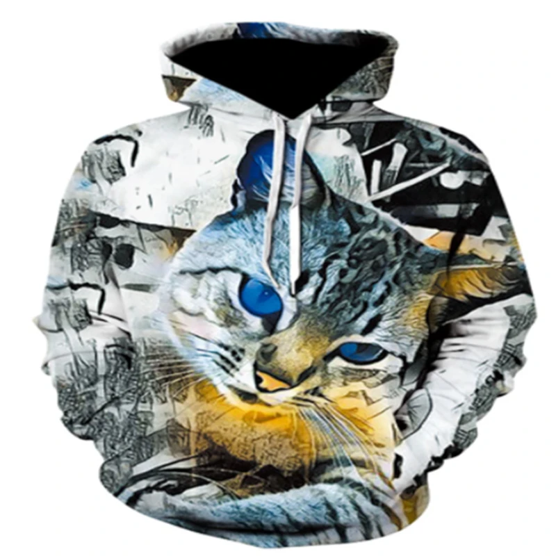 

Fun 3D Cat Print Women's Hoodie Casual Sweatshirt Pullover Streetwear Men's Hooded Hoodie Clothes Top