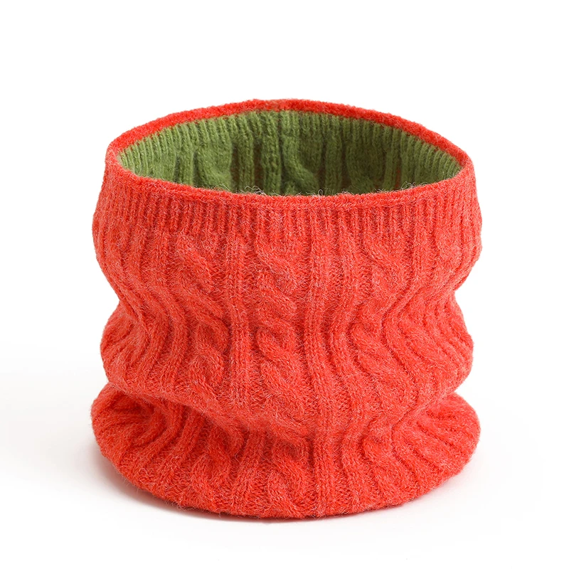 Unisex Ring Neck Scarves 2021 Winter Warm Snood Scarf Women Knit Solid Cotton Thick Double Side Magic Infinite Bandana |