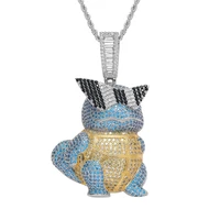 iced out cartoon tortoise pendant necklace gold silver color bling aaa cubic zircon brass hip hop jewelry with 4mm tennis chain