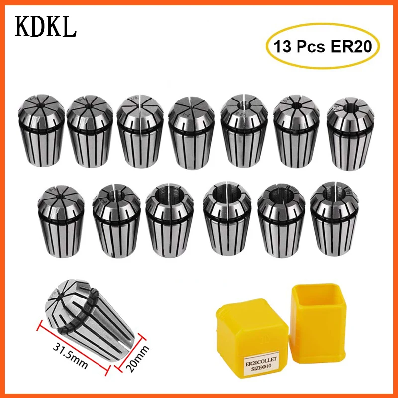 

13PCS ER20 Precision Spring Collet Set 1-13mm Workholding Tools Holder For CNC Engraving Machine Lathe Mill 2/3/4/5/6/7/8/9/10mm