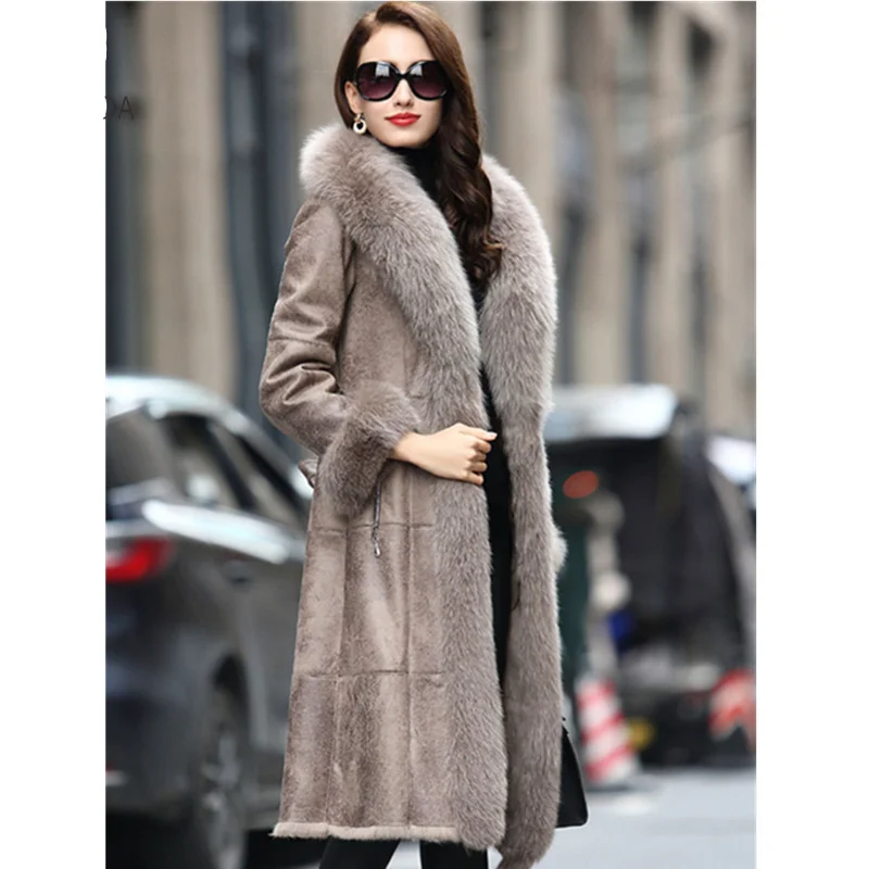 Новая женская куртка с большим воротником из лисьего меха зима 2020 Большие