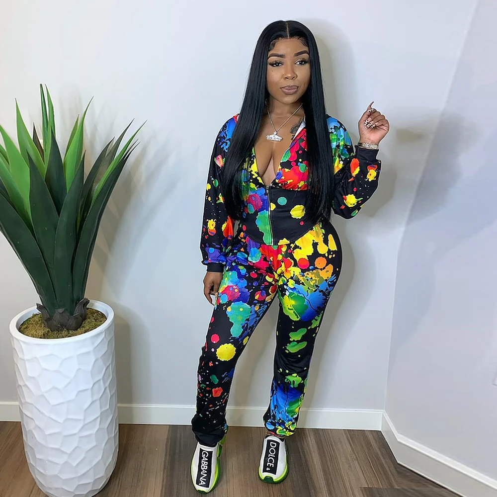 Женский спортивный костюм из двух предметов куртка на молнии с капюшоном и