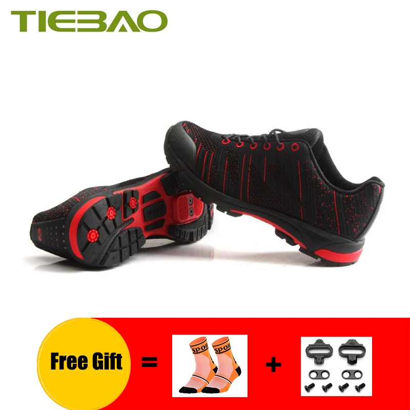 TIEBAO sapatilha ciclismo mtb Мужская обувь для отдыха и велоспорта самофиксирующиеся дышащие кроссовки для езды на велосипеде тканая обувь для велосипеда - Цвет: Cleats with 1814 R