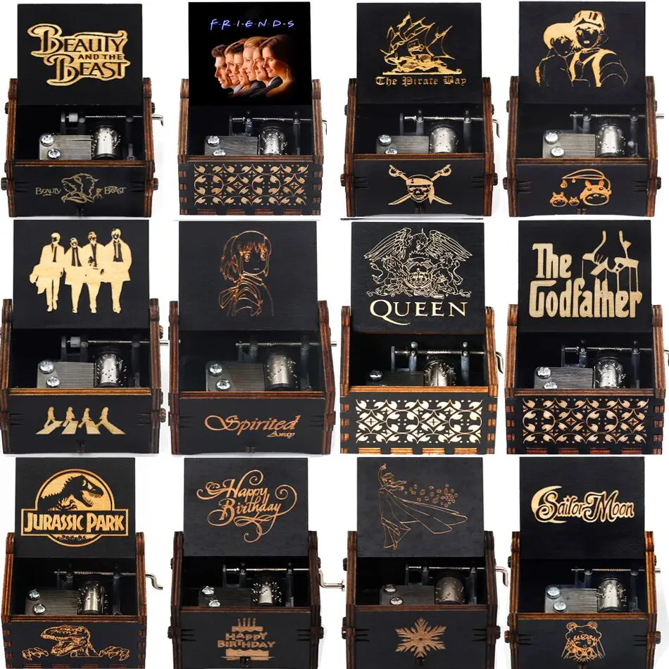 Прямая поставка 2020 черная деревянная музыкальная шкатулка Парк Юрского периода