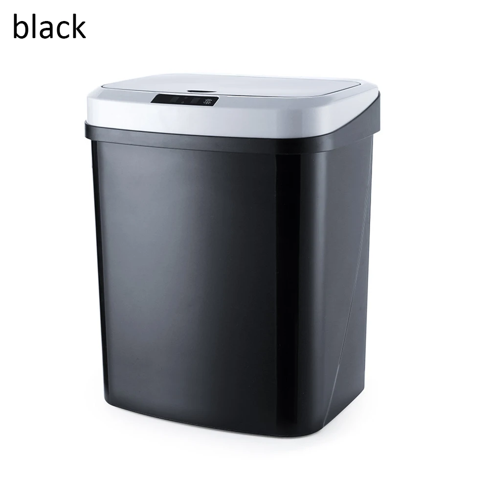 Черный Intelligent Induction Motion Sensor Waste Bins Wide Opening Eco-Friendly Waste Garbage Bin Automatic Touchless Kitchen Trash Can - Цвет: Черный