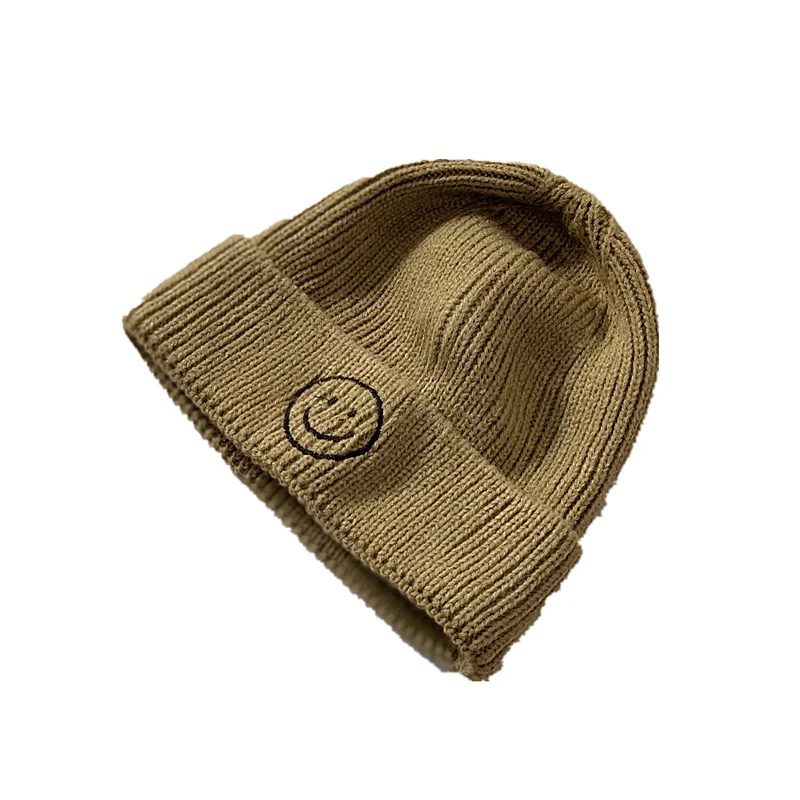 

Baby Hat Children's Woolen Hat Hood Embroidery Pure Color Boys and Girls Hats Autumn and Winter Knitted Warmth