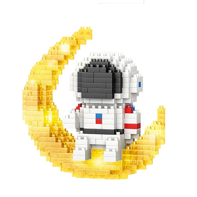 

Astronaut On the Moon Cute Figure Mini Diamond Building Blocks Small Bricks Modle Cosmonaut Toys For Kid Birthday Gifts 388pcs
