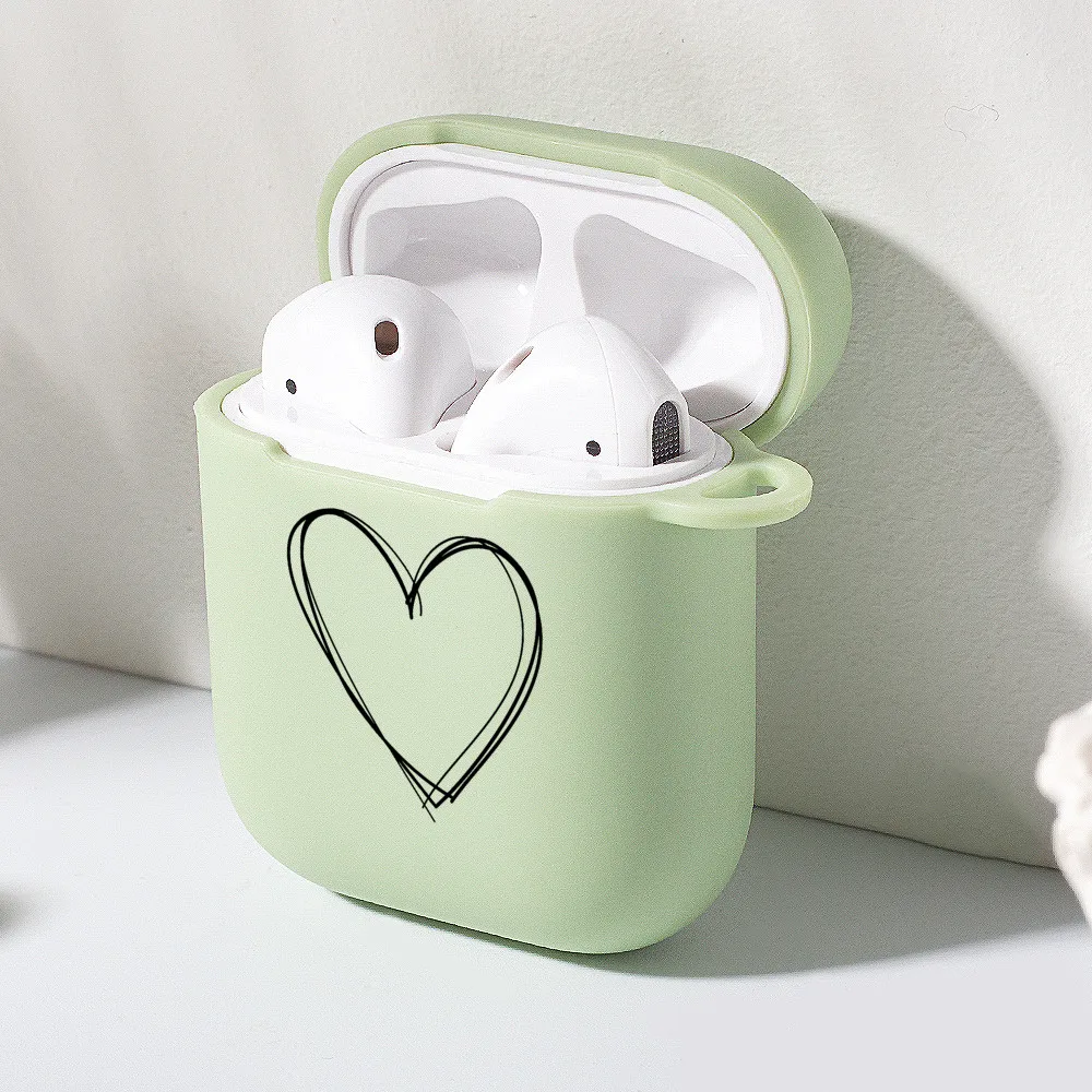 

Line Design Lover Heart Airpods Case Cute Silicone Coque Airpod 2 Cases Couple Gift Luxury Cover Air Pod Earphone Accessories