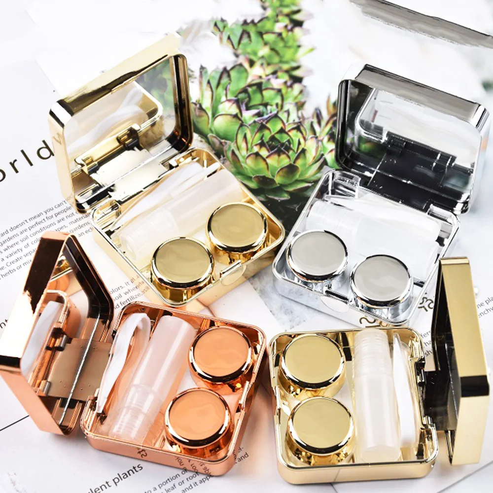 Чехол для контактных линз с жемчугом и бриллиантами индивидуальный зеркалом