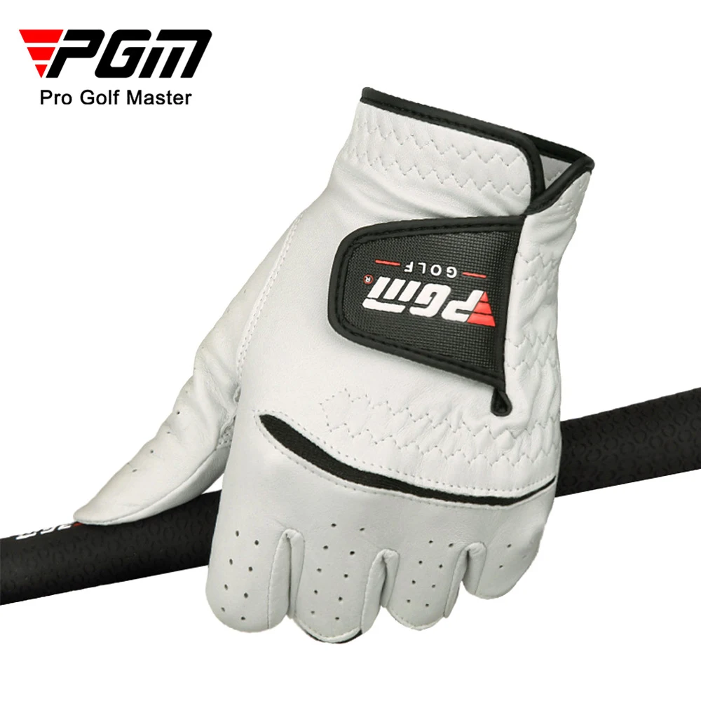 

1pc PGM Men Real Leather Golf Gloves Non-slip Wearable Gloves Full Genuine Sheepskin Single Hand Golf Wear Right Left Handed