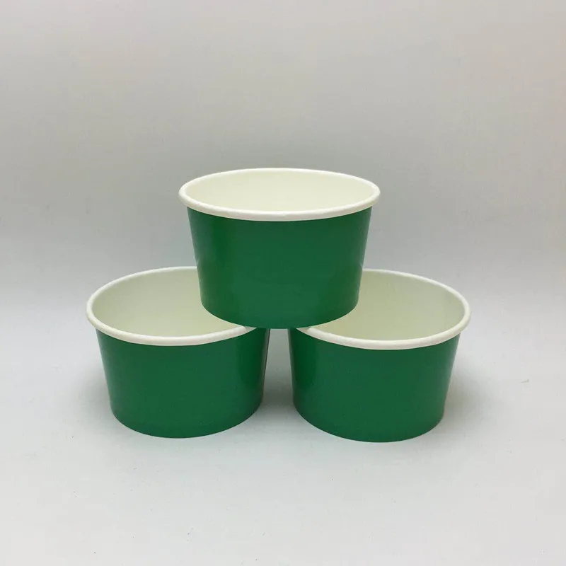 green cup 50 шт одноразовые толстый бумажная чаша 450 мл вечерние пользу цветное мороженое кружка для пудинга бутылка для йогурта десерты еда на вынос упаковки кружки с крышками - Цвет: green cup
