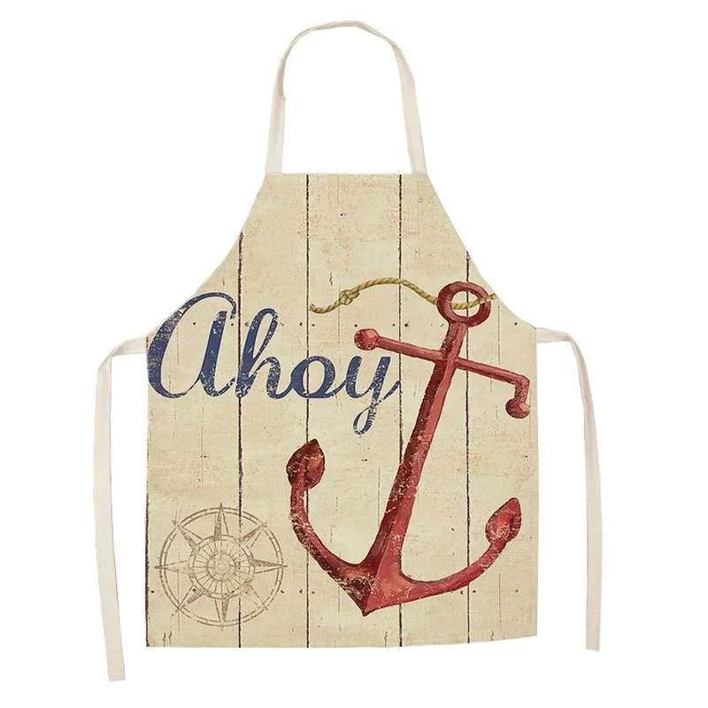 

Linen Ocean Art Oil Painting Theme Print Kitchen Aprons Unisex Dinner Party Cooking Bib Funny Pinafore Cleaning Apron 996