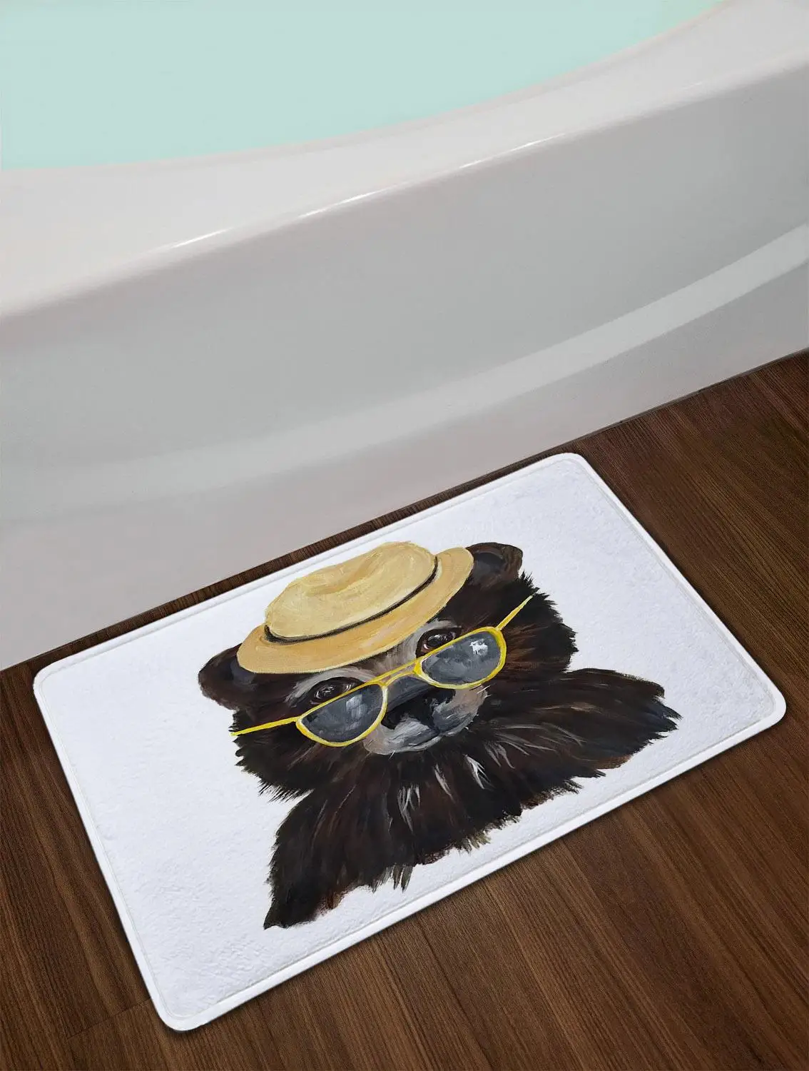 Акварельная занавеска для душа с изображением коричневого медведя животного