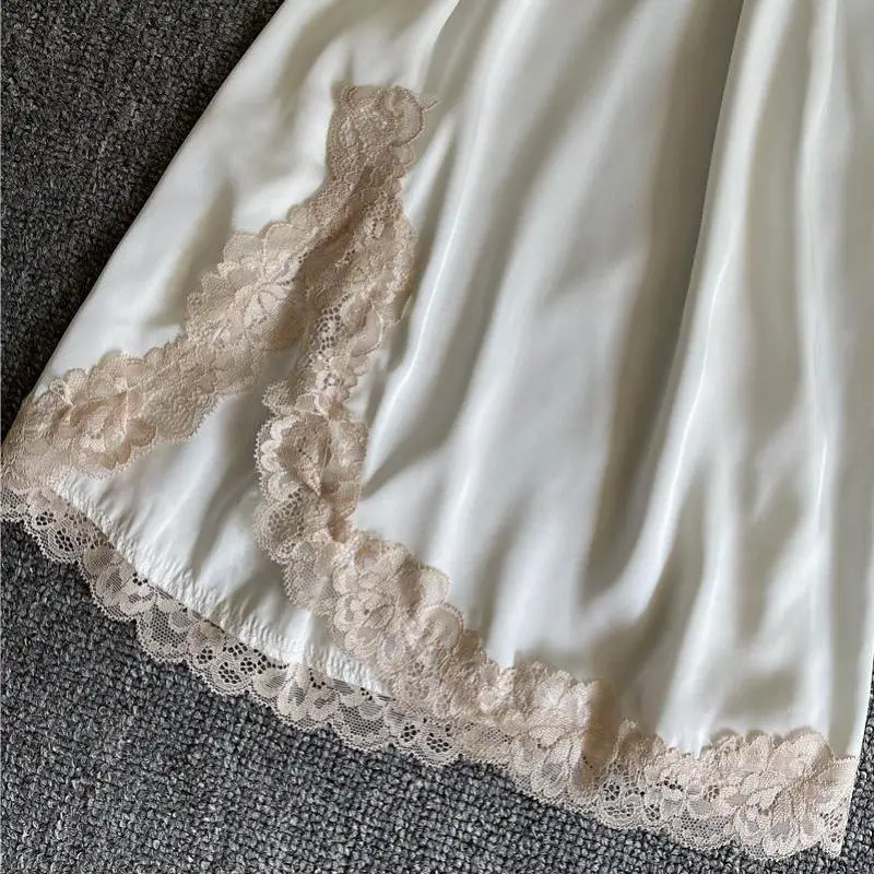 Женская ночная рубашка с кружевной отделкой Размеры S/M/L/XL/XXL/XXXL кимоно v образным