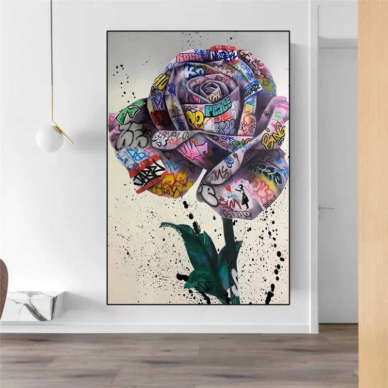 

Abstract art street graffiti canvas painting modern mural poster prints creative art pictures for living room home decoration