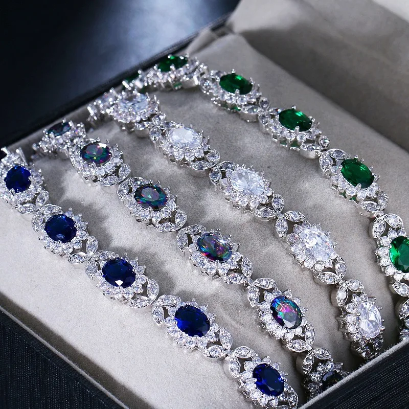 

KSRA Round-shaped CZ Zirconia Exquisite Bracelet For Women Trendy Wedding Bridal Exquisite Jewelry Bangle Luxury Prom Party Gift