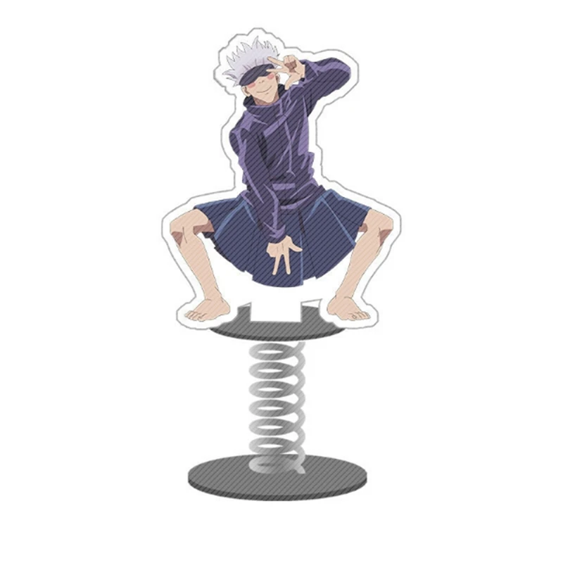 

Anime Jujutsu Kaisen Gojou Satoru Inumaki Toge Figure Spring Shake Swing Stand Model Acrylic Desk Decor Funny Toy Fans Gifts