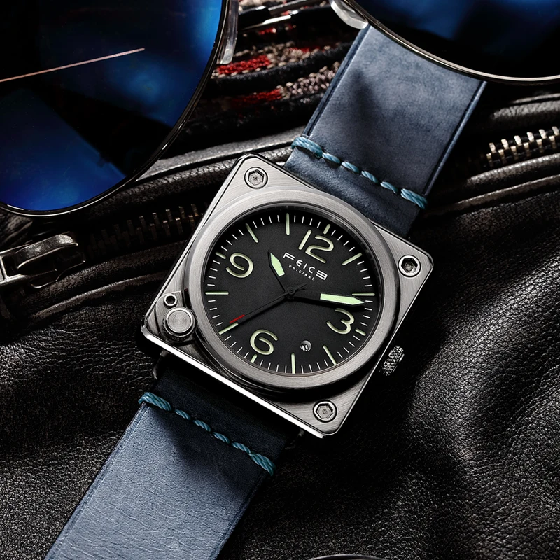 Часы FEICE Мужские механические квадратные автоматические водонепроницаемые