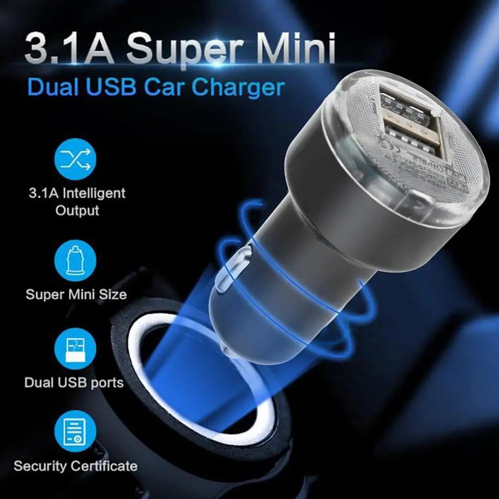 

Портативный универсальный USB-адаптер для автомобильного зарядного устройства с двумя портами для Iphone