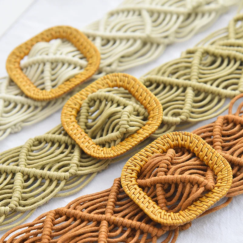 

Fashion Wide Waistbands Dress Sweater Decorative Waist Seal Women Elastic Waist Belt Wax Rope Woven Belt Boho Dress Waistband
