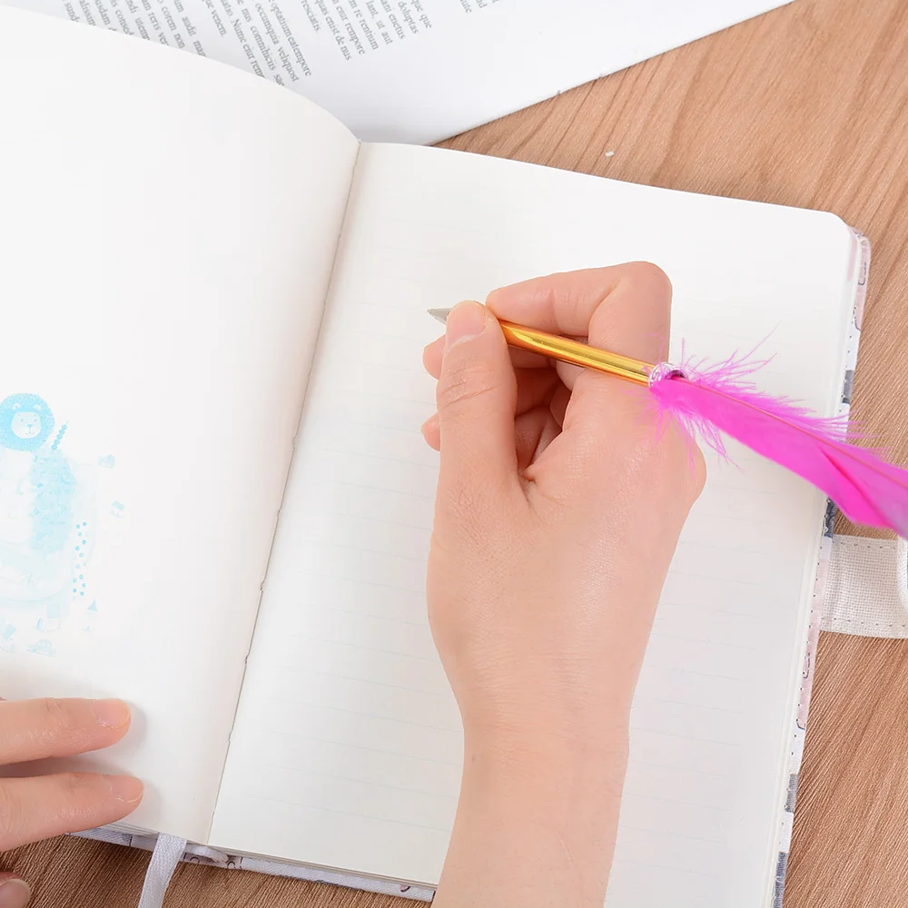 1 шт. золотые ручки с пудрой милые перьевые шариковые кавайные плюшевые для