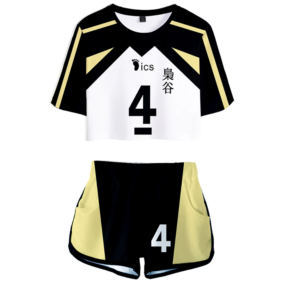 

Anime Haikyuu Karasuno High School Hinata Shyouy Navel Short-sleeved Cosplay Exposed Short-sleeved Suit Costume Halloween Gifts