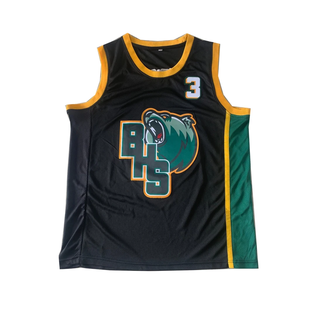 

BG basketball jerseys BHS 3 the answer jersey Embroidery sewing Outdoor sportswear Hip-hop culture movie black 2021