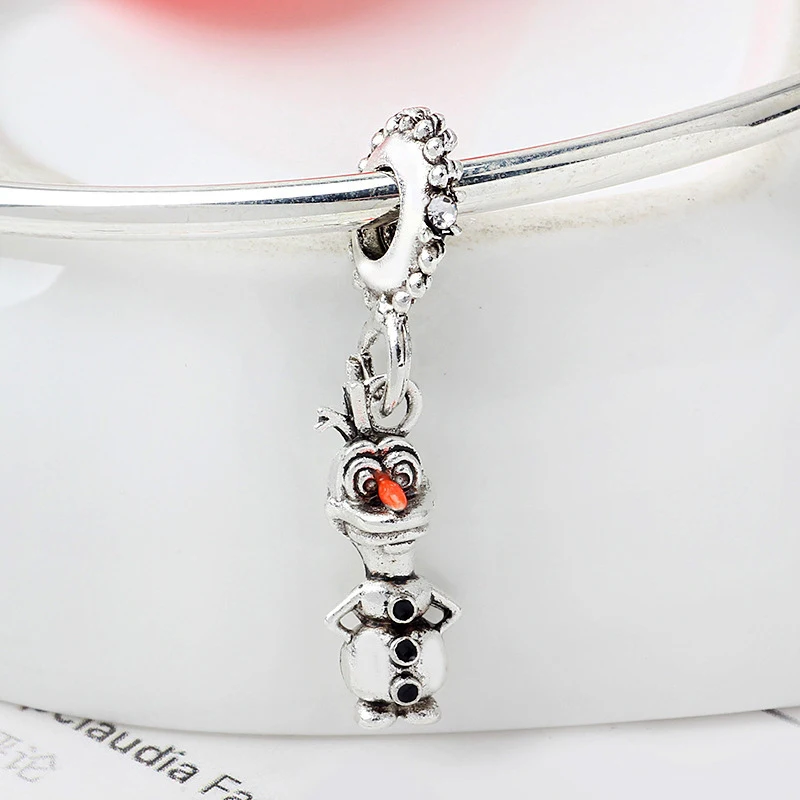 Sparkling Olaf Новое оригинальное эмалевое платье принцессы из сплава с бусинами, подвеска с Минни Микки, браслет Пандора, браслет, сделай сам, Женские Ювелирные изделия - Цвет: Sparkling Olaf
