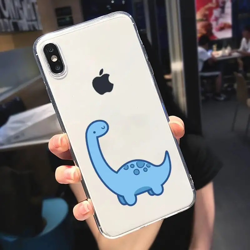 

Little dinosaur cute cartoon animal Phone Case Transparent for iPhone 6 7 8 11 12 s mini pro X XS XR MAX Plus