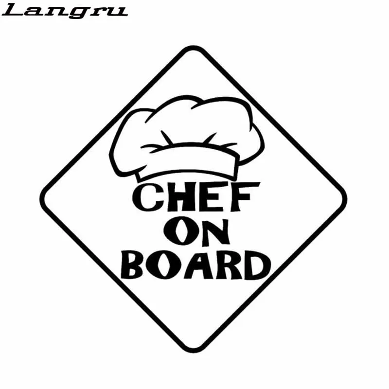 

Langru 14CM*14CM Funny Chef On Board Sticker Vinyl Graphics Decals Car Stying Jdm