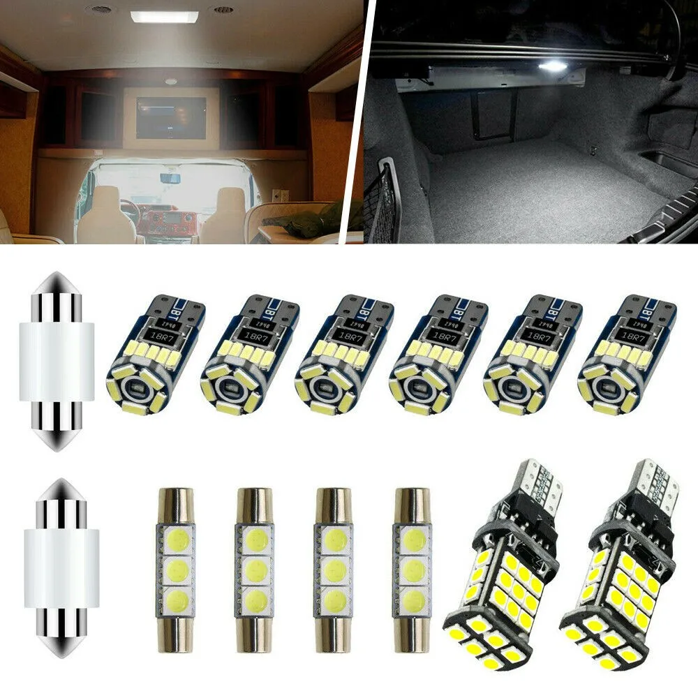 

14x Car Interior LED Light Bulbs Complete White SMD LED Light Kit For Dome License Plate Lamp Kit Car Accessories