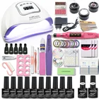 Маникюрный набор, 80 Вт, лампа для ногтей, набор для ногтей и 10 цветов, УФ-гель для ногтей, набор инструментов для наращивания, гель для ногтей, наборы для маникюра, пилочки для ногтей