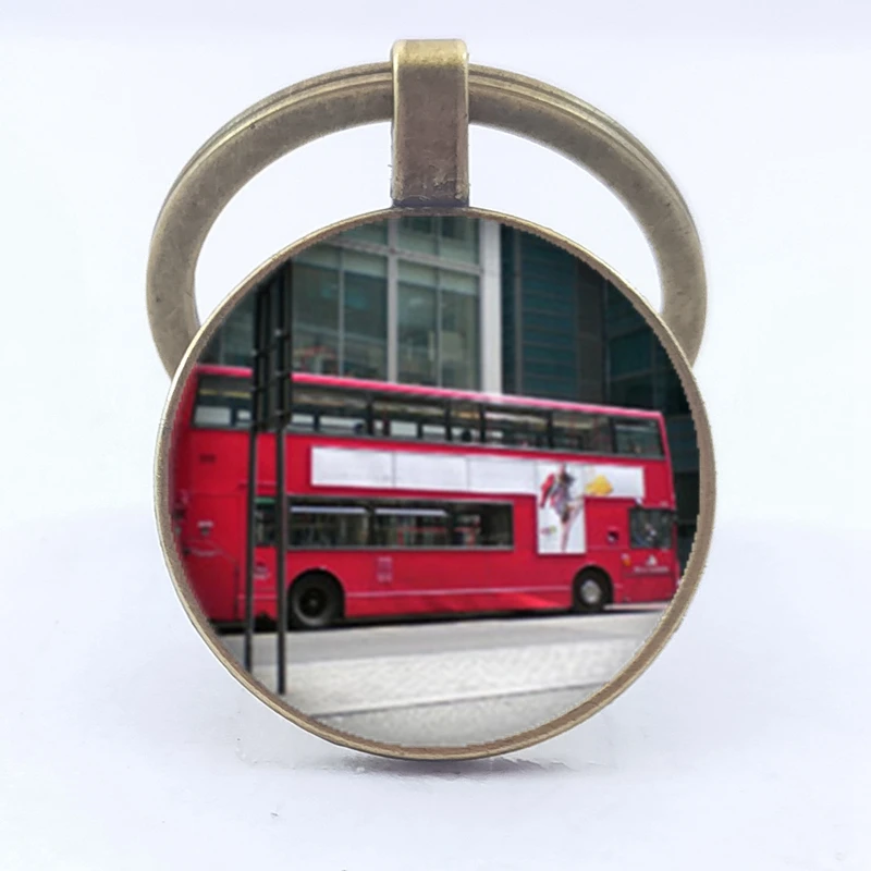 Винтажный брелок с лондонским автобусом бронзовый узором в виде автобуса
