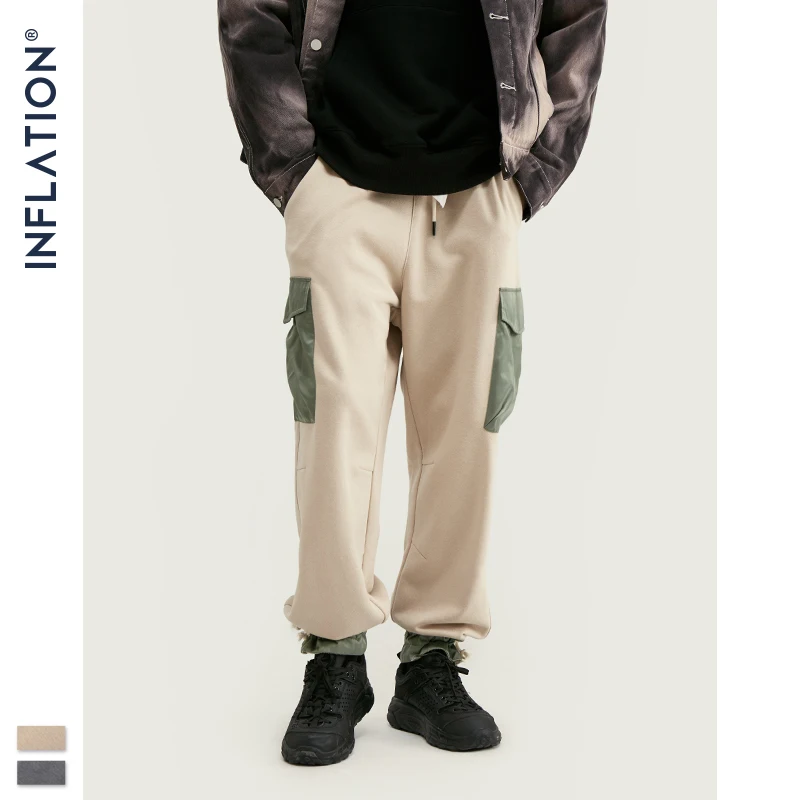 Мужские спортивные штаны с карманами INFLATION серые свободные прямого покроя в